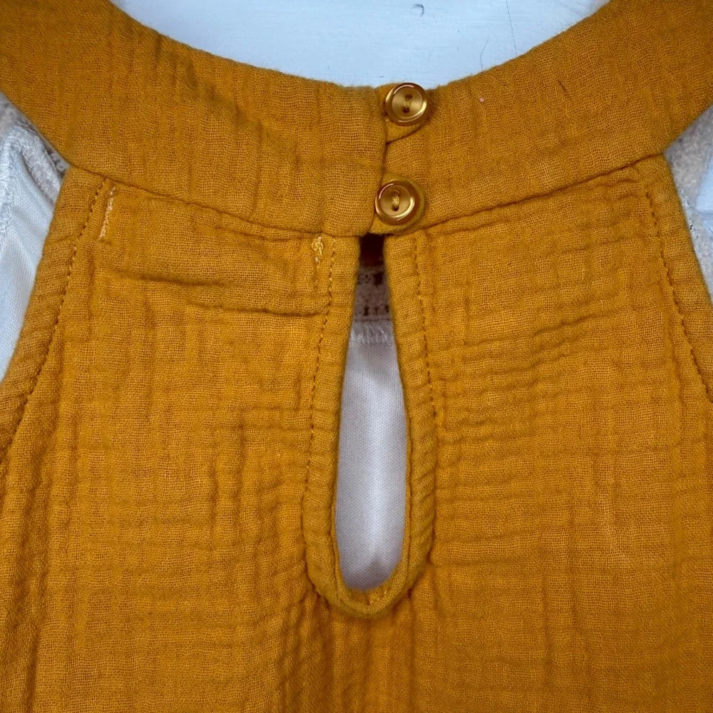 Love Squared Girls Sz 10 Crochet Lace Granny Square Boho Tank Top Mustard Yellow